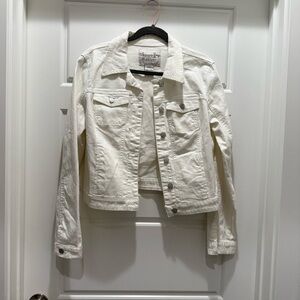 American Rag White Jean Jacket Large Bride Bachelorette Honeymoon Wedding Bridal